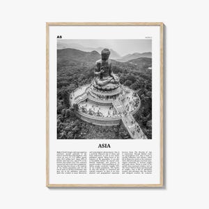 Asia Print Black and White, Asia Wall Art, Asia Poster, Asia Photo, Asia Wall Decor, Continent Art Print