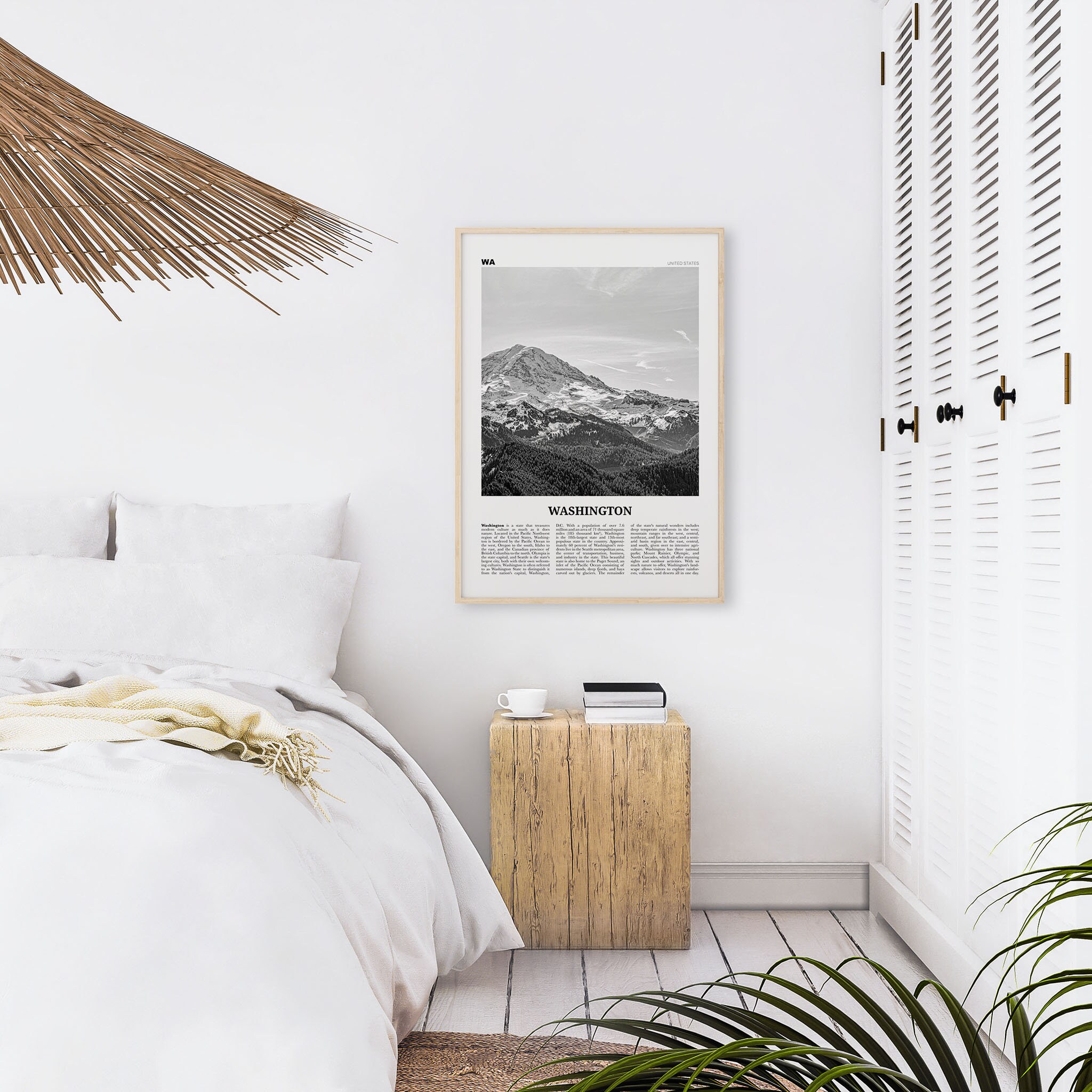 Washington State Print Black and White Mountain Washington - Etsy