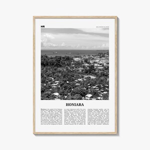 Honiara afdrukken zwart-wit, Honiara kunst aan de muur, Honiara poster, Honiara foto, Honiara wanddecoratie, Honiara kaart, Salomonseilanden