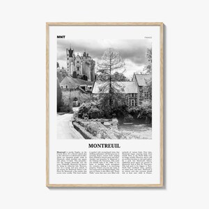 Montreuil Print Schwarzweiß, Montreuil Wandkunst, Montreuil Poster, Montreuil Foto, Montreuil Wanddekoration, Montreuil Karte, Frankreich