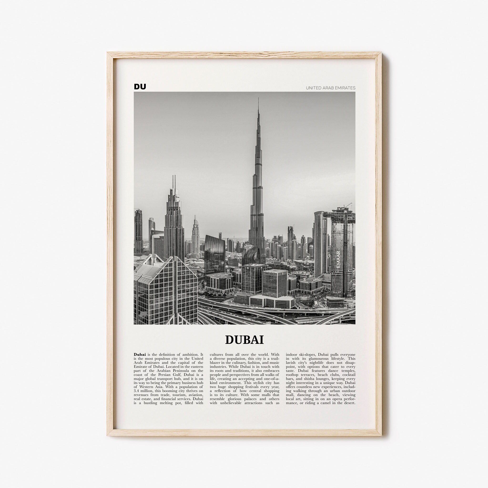 Dubai Print Black and White Skyline Dubai Wall Art Dubai Etsy