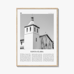 Santa Clara Print Black and White, Santa Clara Wall Art, Santa Clara Poster, Santa Clara Photo, Santa Clara Wall Décor, California, USA