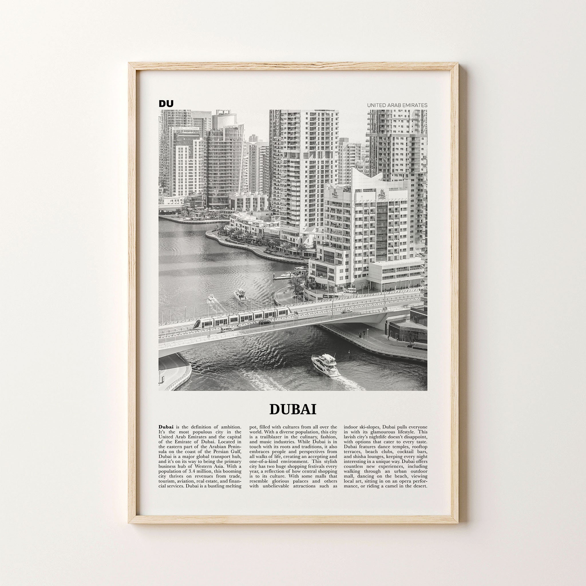 Dubai Print Black and White Downtown Dubai Wall Art Dubai Etsy