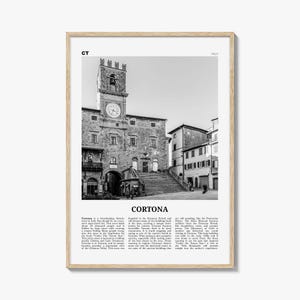 Cortona Print Black and White, Cortona Wall Art, Cortona Poster, Cortona Photo, Cortona Wall Décor, Cortona Map, Italy