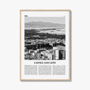 Castile And Leon Print Black and White, Castile and León Art, Castile and León Poster, Castile and León Photo, Castile and León Décor, Map