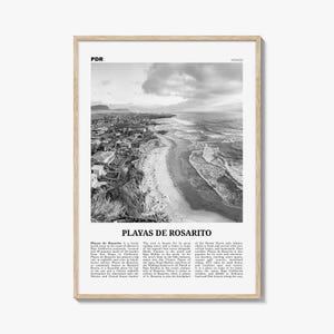 Playas de Rosarito Print Black and White, Playas de Rosarito Wall Art, Playas de Rosarito Poster, Playas de Rosarito Photo, Mexico