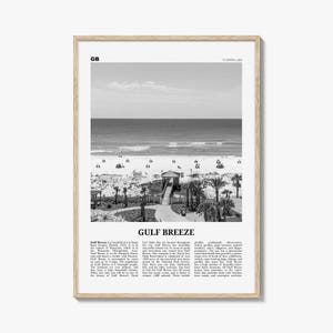 Gulf Breeze Print Black and White, Gulf Breeze Wall Art, Gulf Breeze Poster, Gulf Breeze Photo, Gulf Breeze Map, Gulf Breeze Decor, Florida