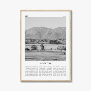 Eswatini Print Black and White, Eswatini Wall Art, Eswatini Poster, Eswatini Photo, Eswatini Wall Decor, Country Art Print, Africa Print