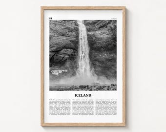 Iceland Poster, Europe Black and White Photo