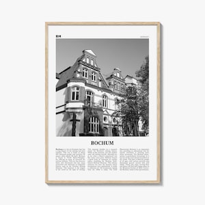 Bochum Print Black and White, Bochum Wall Art, Bochum Poster, Bochum Photo, Bochum Wall Décor, Bochum Map, Germany