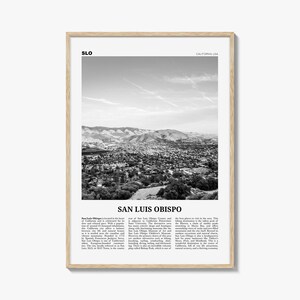 San Luis Obispo-poster zwart-wit, San Luis Obispo-muurkunst, San Luis Obispo-poster, San Luis Obispo-foto, Californië, VS, Verenigde Staten