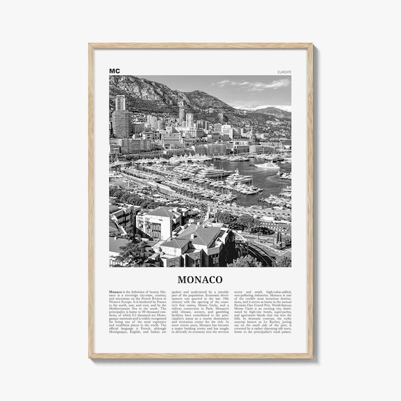 Monaco Poster Print Black and White, Port Hercules Photo, Europe Wall Art