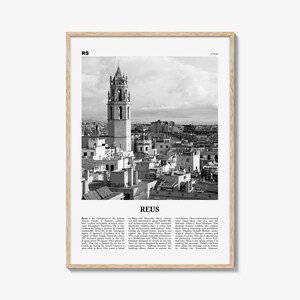 Reus Print Schwarz und weiß, Reus Wandkunst, Reus Poster, Reus Foto, Reus Wanddekor, Reus Karte, Spanien