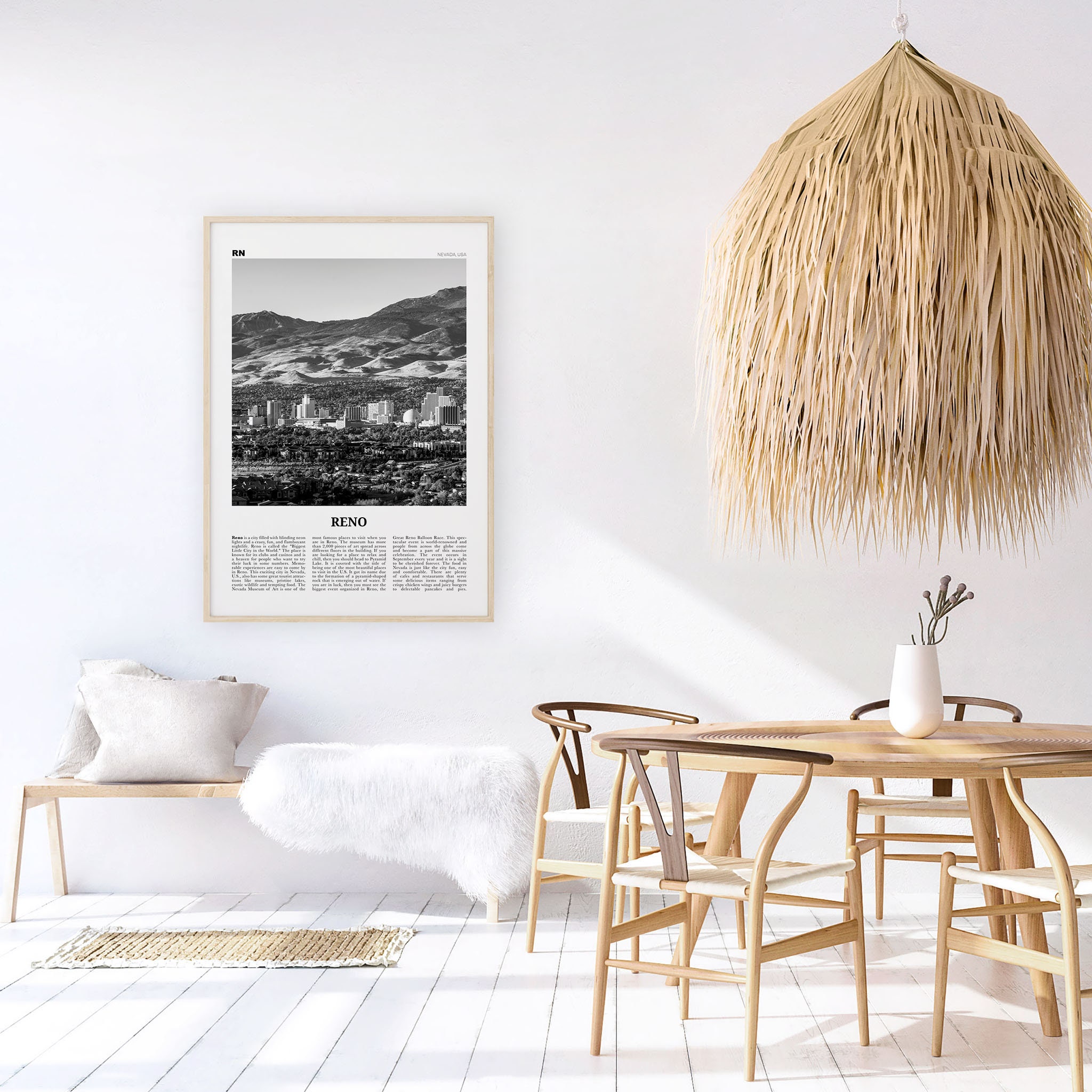 Reno Print Black and White Reno Wall Art Reno Poster Reno Etsy