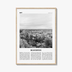 Beaverton print zwart-wit, Beaverton Wall Art, Beaverton poster, Beaverton Photo, Beaverton wanddecoratie, Beaverton-kaart, Oregon (VS)