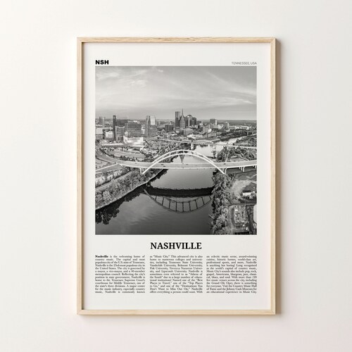 Nashville Print Black and White Bridge Nashville Wall Art Etsy