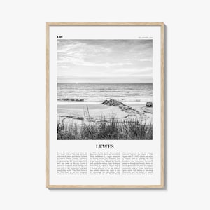 Impresión en blanco y negro de Lewes, arte mural de Lewes, póster de Lewes, foto de Lewes, decoración de pared de Lewes, Delaware, EE. UU., Norteamérica