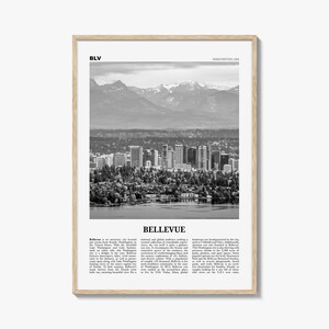 Bellevue Print Black and White No 1, Bellevue Wall Art, Bellevue Poster, Bellevue Photo, Bellevue Wall Décor, Washington, USA