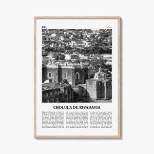 Cholula de Rivadavia Print Black and White, Cholula Wall Art, Cholula Poster, Cholula Photo, Cholula Wall Décor, Cholula Map, Mexico