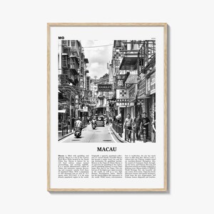 Stampa di Macao in bianco e nero, Arte murale di Macao, Poster di Macao, Foto di Macao, Decorazione murale di Macao, Stampa artistica di campagna, 澳門, Macao Asia