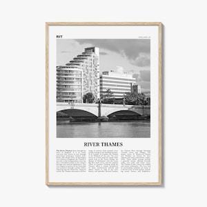 Themse Poster Schwarz Weiß, Themse Wand Kunst, Themse Poster, Themse Wand Dekor, Themse Karte