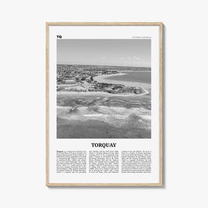 Torquay Poster Schwarz und Weiß, Torquay Wandkunst, Torquay Poster, Torquay Foto, Torquay Wanddekoration, Torquay Karte, Australien