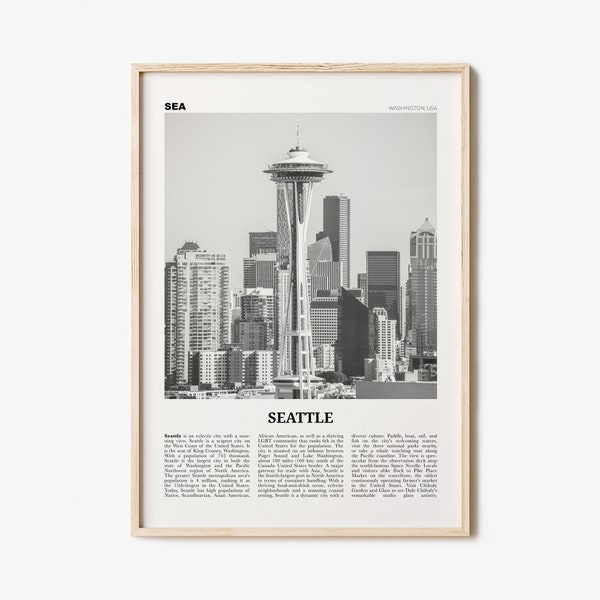 Seattle Print Black and White No 2, Seattle Wall Art, Seattle Poster, Seattle Photo, Seattle Decor, Washington, USA, United States