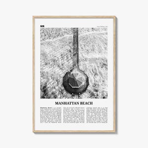 Manhattan Beach Poster Schwarzweiß, Manhattan Beach Wandkunst, Manhattan Beach Poster, Manhattan Beach Foto, Kalifornien USA Vereinigte Staaten