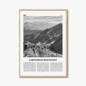 Karpaten afdrukken zwart-wit, Karpaten kunst aan de muur, Karpaten poster, Karpaten foto, Karpaten wanddecoratie, Karpaten kaart