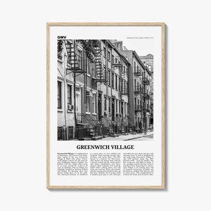 Greenwich Village-afdruk zwart-wit, Greenwich Village-muurkunst, Greenwich Village-poster, Greenwich Village-foto, Manhattan, New York