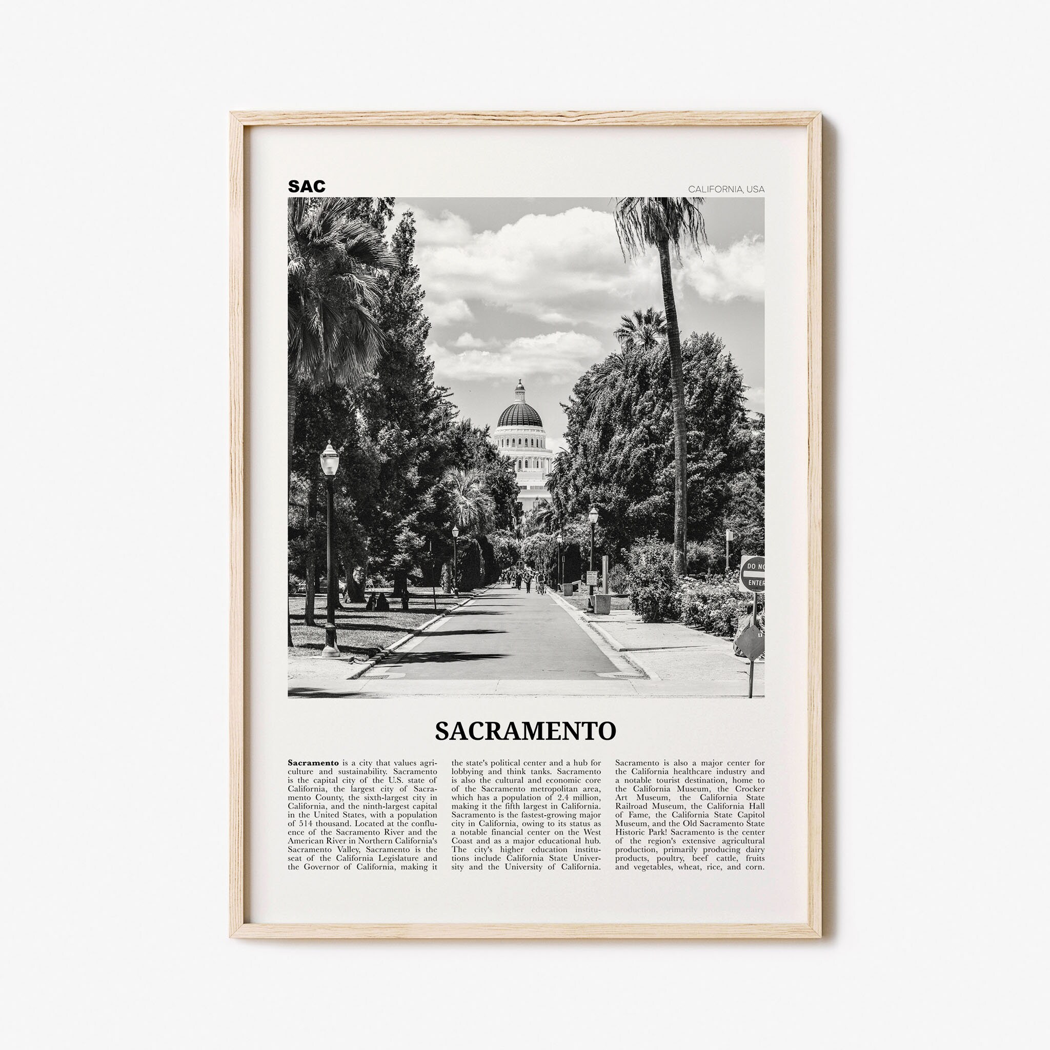 Sacramento Print Black and White Palms Sacramento Wall Art Etsy