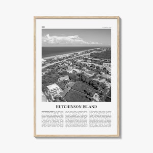 Hutchinson Island Print Black and White, Hutchinson Island Wall Art, Hutchinson Island Poster, Hutchinson Island Photo, Hutchinson Map