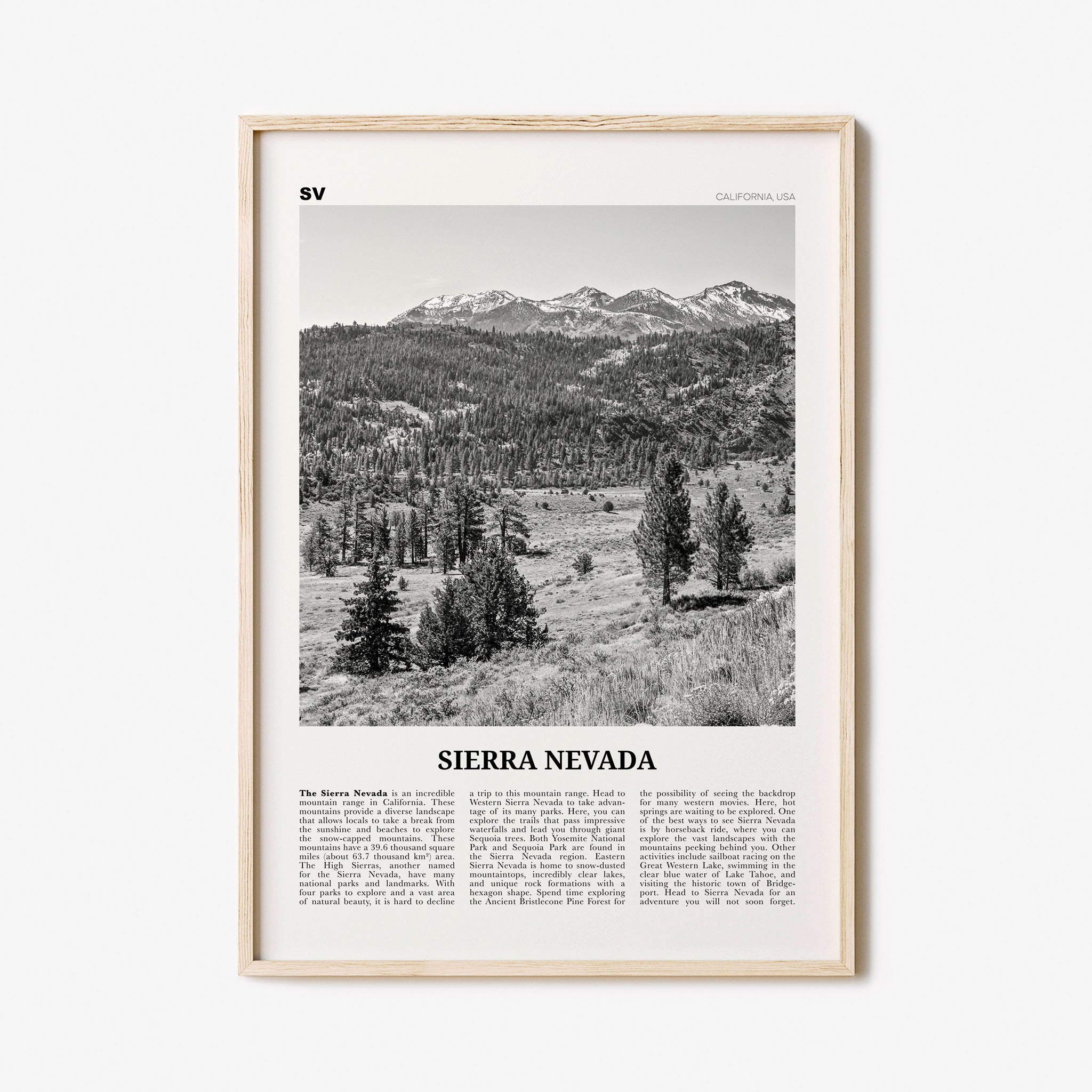 Sierra Nevada Print Black and White Sierra Nevada Wall Art - Etsy