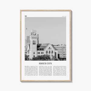 Sioux City Print Black and White, Sioux City Wall Art, Sioux City Poster, Sioux City Photo, Sioux City Wall Décor, Sioux City Map, Iowa, USA
