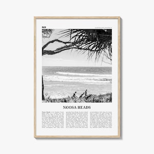 Noosa Heads Print Schwarz weiß Nr. 1, Noosa Heads Wandkunst, Noosa Heads Poster, Sunshine Coast Print, Queensland, Australien, Ozeanien