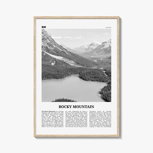 Rocky Mountain-afdruk zwart-wit Canada, Rocky Mountain muurkunst, Rocky Mountain-poster, Rocky Mountain-foto, Canada