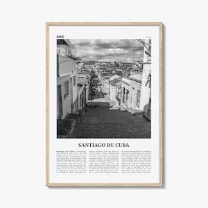 Impresión de Santiago de Cuba en blanco y negro, Arte de la pared de Santiago de Cuba, Cartel de Santiago de Cuba, Foto de Santiago de Cuba, Decoración de Santiago de Cuba