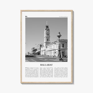 Ballarat Print Black and White, Ballarat Wall Art, Ballarat Poster, Ballarat Photo, Ballarat Wall Décor, Ballarat Map, Australia