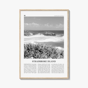 Stradbroke Island Print Black and White, Stradbroke Island Art, Stradbroke Island Poster, Stradbroke Island Photo, Wall Décor, Island Map