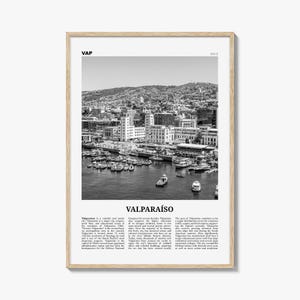 Valparaíso Poster Print Black and White, Chile Travel Wall Art, Coastal City Photography