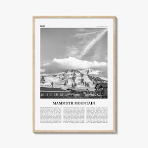Mammoth Mountain Print Black and White, Mammoth Mountain Wall Art, Mammoth Mountain Poster, Mammoth Mountain, California, USA, United States