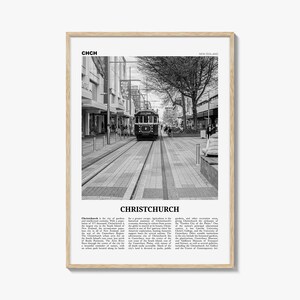 Christchurch print zwart-wit nr. 2, Christchurch Wall Art, Christchurch poster, Christchurch Photo, posterprint Nieuw-Zeeland, Oceanië