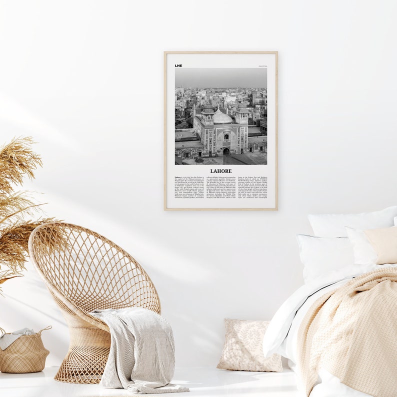 Lahore Print Black and White Town Lahore Wall Art Lahore Etsy