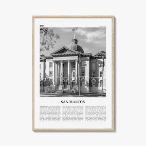 Impresión en blanco y negro de San Marcos n.º 1, arte mural de San Marcos, póster de San Marcos, fotografía de San Marcos, decoración de pared de San Marcos, mapa de San Marcos