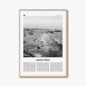 Santa Cruz Print Black and White No 1, Santa Cruz Wall Art, Santa Cruz Poster, Santa Cruz Photo, California, USA, United States