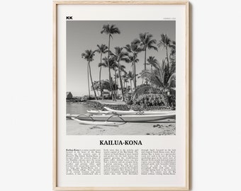 Kailua-Kona Print Black and White, Kailua-Kona Wall Art, Kailua-Kona Poster, Kailua-Kona Photo, Kailua-Kona Wall Décor, Hawaii, USA