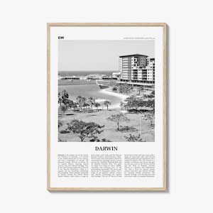 Darwin Print Black and White, Darwin Wall Art, Darwin Poster, Darwin Photo, Darwin Wall Décor, Darwin Map, Australia