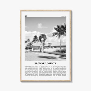 Broward County Print schwarz weiß, Broward County Wandkunst, Broward County Poster, Broward County Foto, Broward Wanddekor, Broward Karte