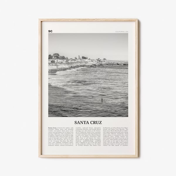 Santa Cruz Print Black and White No 2, Santa Cruz Wall Art, Santa Cruz Poster, Santa Cruz Photo, California, USA, United States