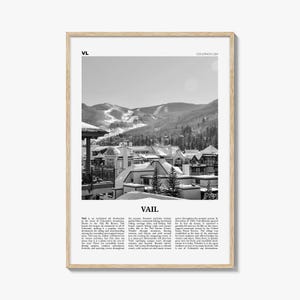 Vail Poster Schwarz und Weiß, Colorado Reise Wand Kunst, Ski Urlaubsort Dekor in den Bergen